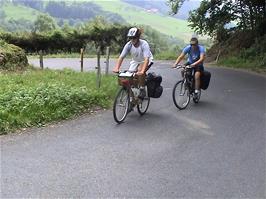 Gavin and Luke negotiating the second hairpin at Corsier-sur-Vevey as we follow Route 9 into the mountains